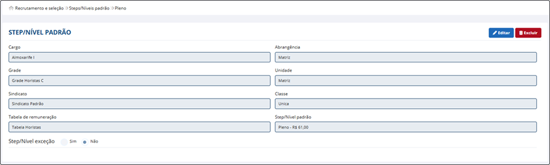 Step inicial do fluxo de contratação configurado automaticamente